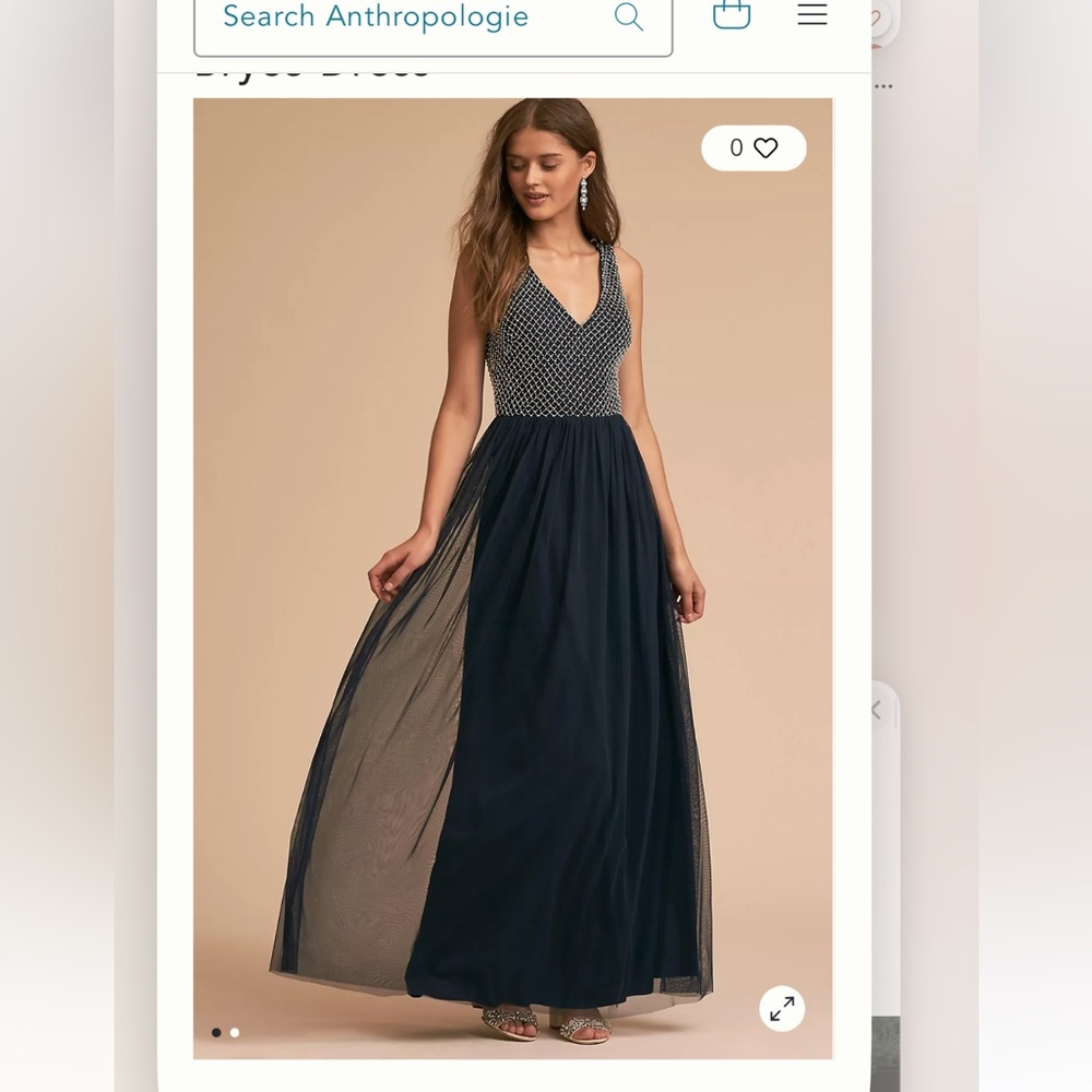 NWT Anthropologie Adrianna Papell Bryce Beaded Tulle Gown - Size 4